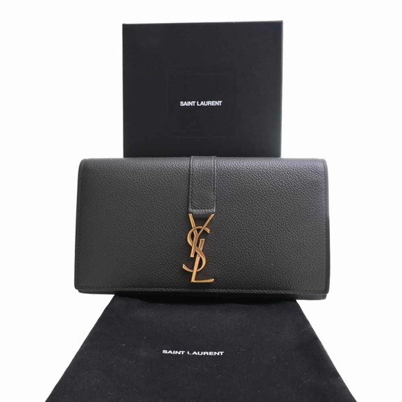 SAINT LAURENT Saint Laurent leather folio long wallet gray ladies - Picture 3 of 10